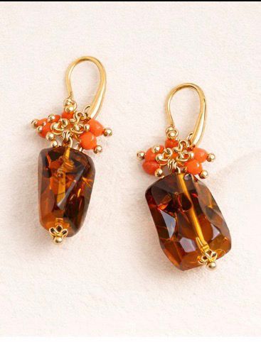 Pendientes de plata de ámbar y detalles de coral