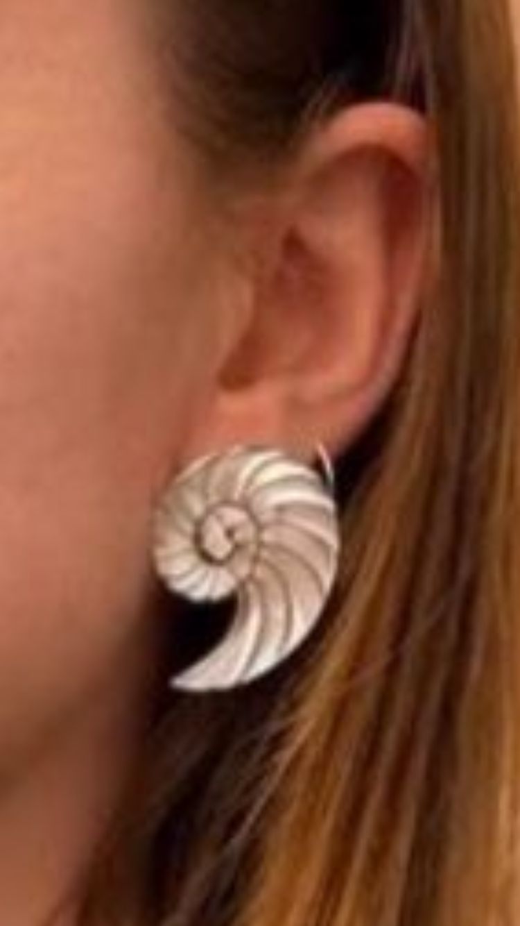 Pendientes plateados en forma de espiral